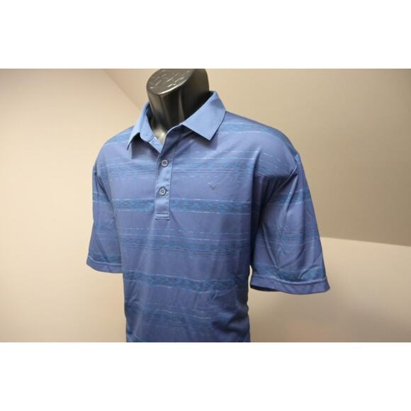Callaway Golf Polo Opti Dri Striped Short Sleeve Athletic Shirt Mens Sz Large - Picture 1 of 9
